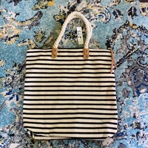 Summer & Rose Stripe Tote Bag with Rope Handles